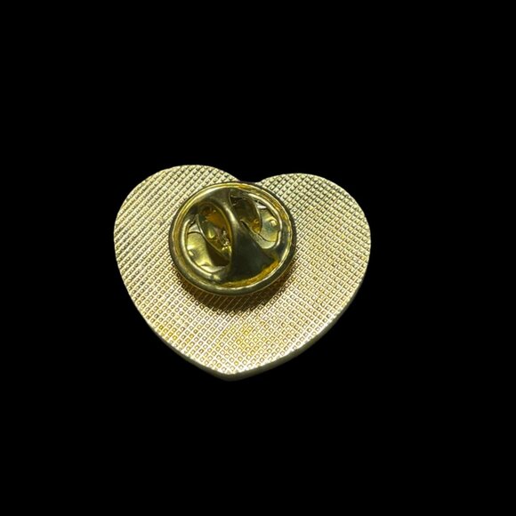 Valentines Teddy Bear with Heart Love Heart Shape Enameled Brooch Pin Vintage - Picture 3 of 4